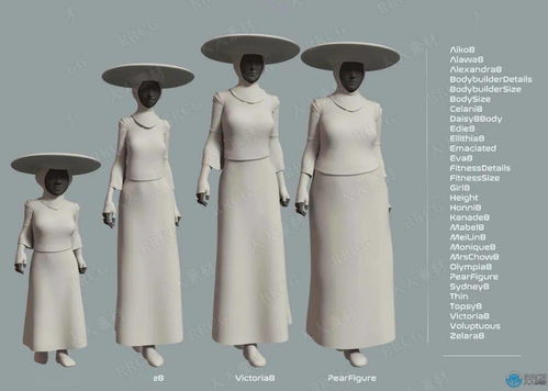 时尚科幻后世界女侠客角色装扮服饰套装3D模型合集